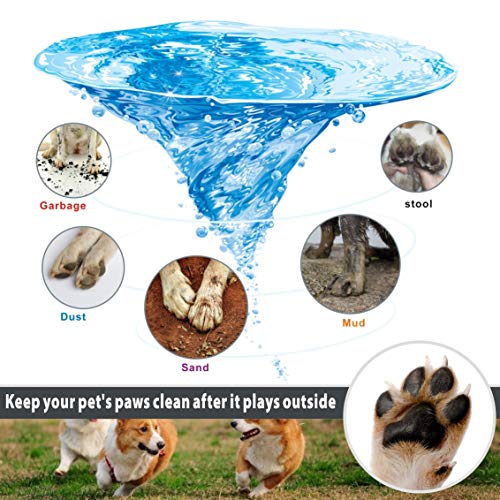 Idepet Limpiador de Huellas para Perros,Perros Lavadora Portatil,Cepillo De Limpieza para Mascotas con Toalla Pet Paw Cleaner para Perros Gatos Masaje Aseo Sucio Garras Púrpura