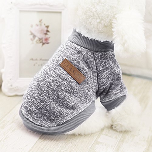 Idepet - Ropa para mascotas: jersey de forro polar para perros y gatos, XS, Gris