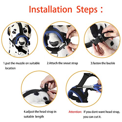 ILEPARK Bozal Suave para Perros Nylon Grandes Pequeños Medianos, Previene Mordidas, Ladridos y Que Mastiquen, Bozal Lazo Ajustable(M,Rojo)