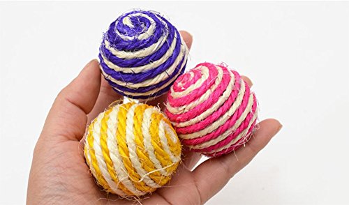 Inconpro 3X Juguete de mordida de Mascota Globo para Gato Resistente a la Captura Globo de sisal Natural de tamaño pequeño Juguete para Animal Juguete de Globo para Gato al Azar