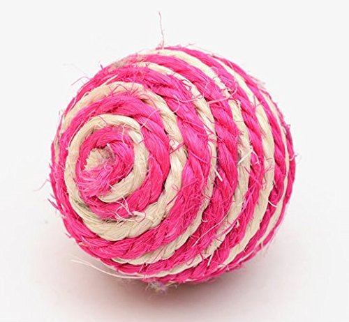 Inconpro 3X Juguete de mordida de Mascota Globo para Gato Resistente a la Captura Globo de sisal Natural de tamaño pequeño Juguete para Animal Juguete de Globo para Gato al Azar