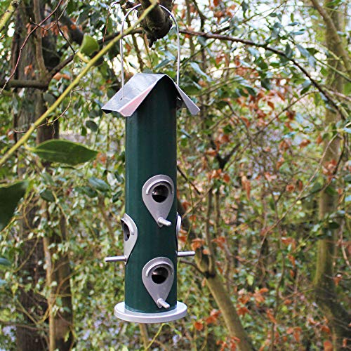 INGARDO Comedero para pájaros para colgar, de metal, para jardín y balcón, para aves silvestres en tu jardín, color verde oscuro
