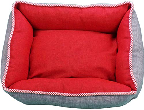 iOn® Cama Cuna para Mascotas Perro Y Gato - Hecho En España - Reversible - 4 en 1 - Estampados y Colores Varios (Talla 2-55x45 cm Rojo y Gris)