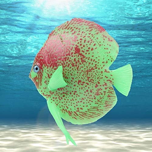 Jarchii Pez de simulación de Acuario Luminoso de Silicona de 3.70 Pulgadas, pez de simulación Tropical de océano de decoración de Paisaje(Green)