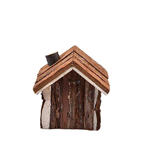 Jaula para hámster de madera natural, para animales pequeños, casa con chimenea para ratas de mascotas Gerbil Hideout Play House (S)