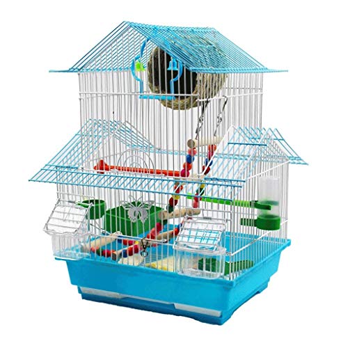 Jaula para Pájaros Jaula de Techo de Alta Altura de 48 cm for pájaros Loros pequeños con Bandeja deslizable 1 Fuente de Agua Potable y 2 Tazas de alimentación Grande pajarera