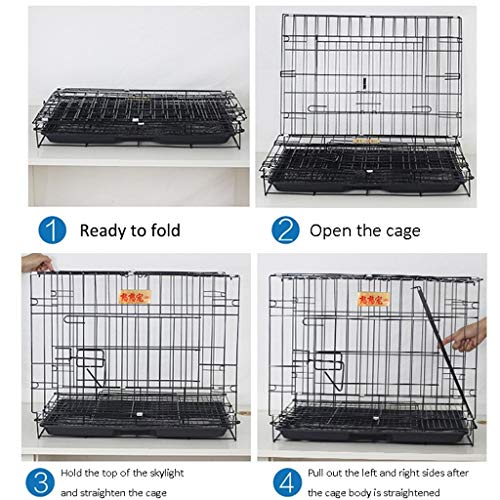 Jaula para Perro Cajón del cajón del perro jaula plegable de perro del metal de tragante abierto jaula del animal doméstico de la perrera W / bandeja de fotos for mascotas Perro Caja de perro