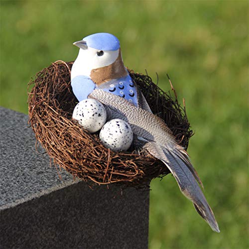 JIABAN 6 juegos de nido artificial de Pascua nido de pájaros, nido de heno y pájaros, decoración del hogar