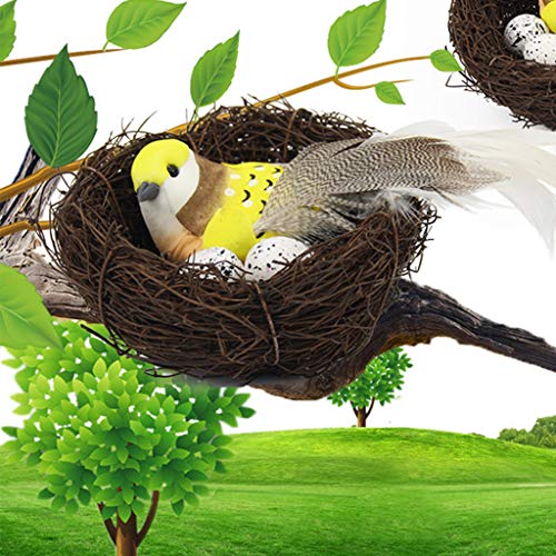 JIABAN 6 juegos de nido artificial de Pascua nido de pájaros, nido de heno y pájaros, decoración del hogar