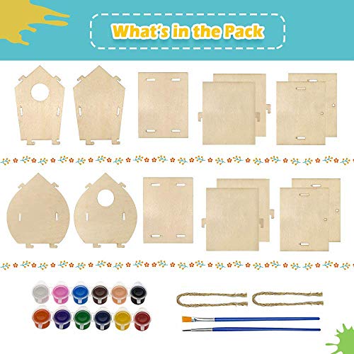 jiangwangda Manualidades para niños Artes y Manualidades de Madera para niños de 8 a 12 años, Kit de Bricolaje para Casas de pájaros para Que los niños construyan y pinten un diseño Reforzado