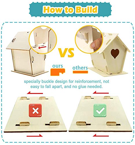 jiangwangda Manualidades para niños Artes y Manualidades de Madera para niños de 8 a 12 años, Kit de Bricolaje para Casas de pájaros para Que los niños construyan y pinten un diseño Reforzado