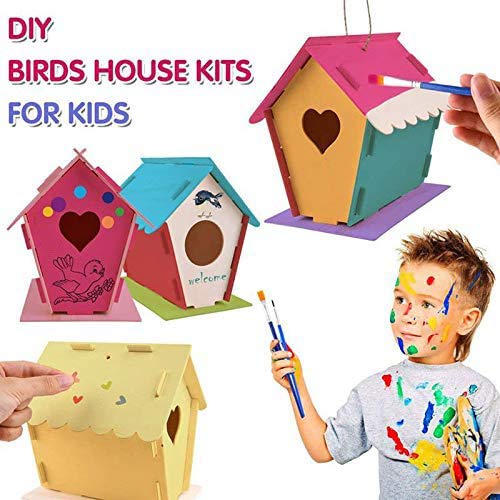 jiangwangda Manualidades para niños Artes y Manualidades de Madera para niños de 8 a 12 años, Kit de Bricolaje para Casas de pájaros para Que los niños construyan y pinten un diseño Reforzado