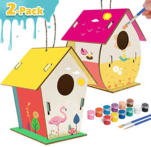 jiangwangda Manualidades para niños Artes y Manualidades de Madera para niños de 8 a 12 años, Kit de Bricolaje para Casas de pájaros para Que los niños construyan y pinten un diseño Reforzado