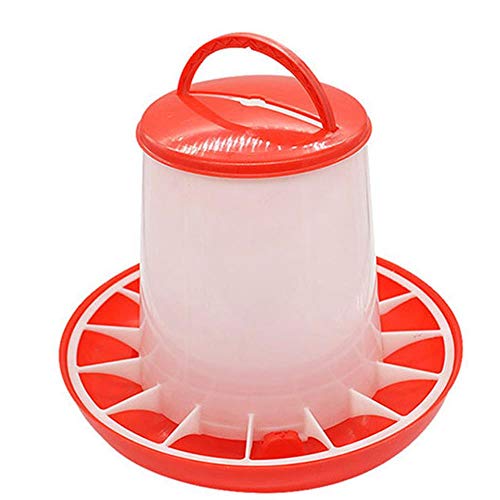 JIAYAN Alimentador de Alimentos de plástico Alimentadores de Aves de Corral de gallina casera con Tapa Manija Cubo Perros Gatos Dispensador de tazón de Comida Raza de Mascota # BL1, Rojo, China
