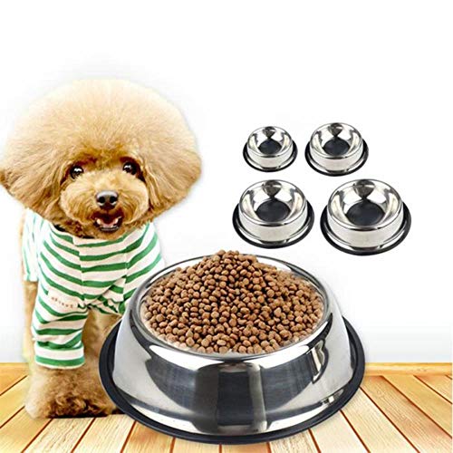 JIAYAN Nuevo Perro Gato Cuencos Acero Inoxidable Viaje Huella alimentador alimentación tazón de Agua para Mascotas Perros Gatos Cachorro Plato de Comida al Aire Libre 3 tamaños, Normal, 18 cm