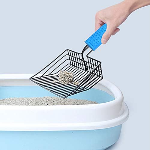 Jiechang Pala grande de acero inoxidable para arena para gatos, pala profunda negra de tamizaje rápido, herramienta de limpieza de mascotas con mango cómodo, tamaño jumbo