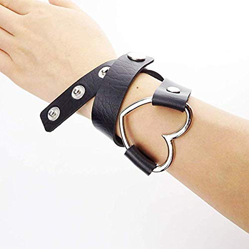 JIeGuanG Collar en forma de corazón, 2 piezas de collar corto de cuero con tachuelas, negro y rojo