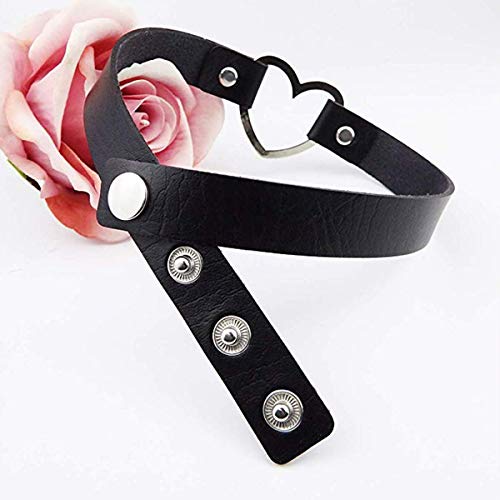 JIeGuanG Collar en forma de corazón, 2 piezas de collar corto de cuero con tachuelas, negro y rojo