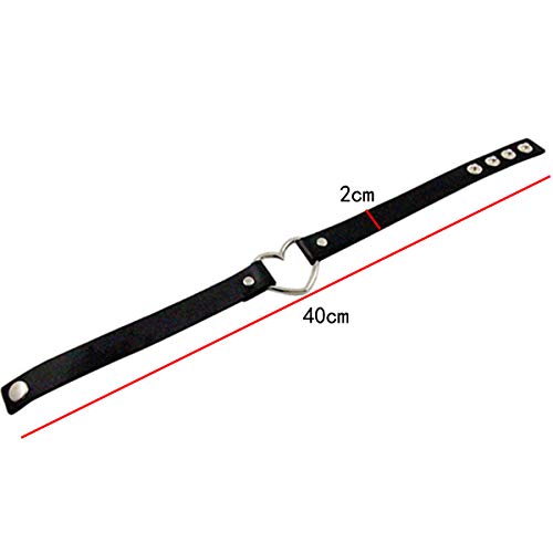 JIeGuanG Collar en forma de corazón, 2 piezas de collar corto de cuero con tachuelas, negro y rojo