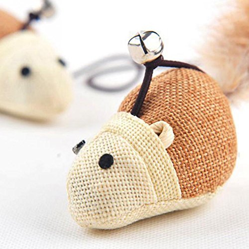 Joyfeel buy 2 Piezas Divertido Juguete Interactivo Gato Juguete marrón Blanco Gato Jugando Palos con Forma de ratón