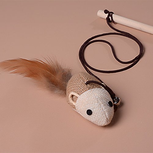 Joyfeel buy 2 Piezas Divertido Juguete Interactivo Gato Juguete marrón Blanco Gato Jugando Palos con Forma de ratón