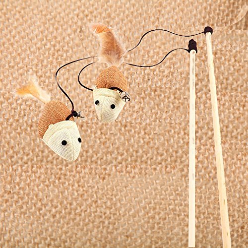 Joyfeel buy 2 Piezas Divertido Juguete Interactivo Gato Juguete marrón Blanco Gato Jugando Palos con Forma de ratón