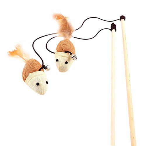 Joyfeel buy 2 Piezas Divertido Juguete Interactivo Gato Juguete marrón Blanco Gato Jugando Palos con Forma de ratón
