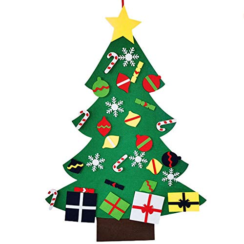 JTENGYAO DIY árbol de Navidad de Fieltro, Kit de árbol de Navidad de Fieltro para niños, decoración de Pared para el hogar para niños, Juguetes, Adornos Desmontables