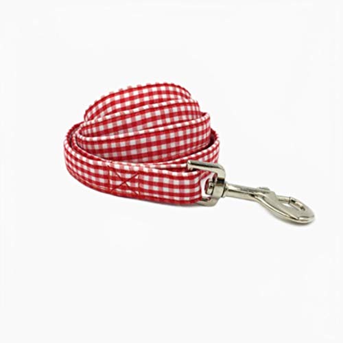 Juego de Correa y Collar para Perro de celosía roja con Pajarita Producto de diseño para Cachorros para Mascotas Collar con Correa para Perros y Gatos, L