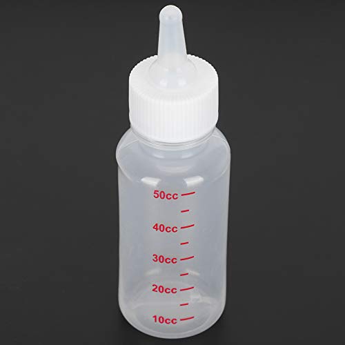 Juego de cuidado de enfermería para mascotas, 50 ml Botella de leche portátil para mascotas Biberón de silicona transparente y duradero con tetina de repuesto y cepillo de limpieza para perros y gatos