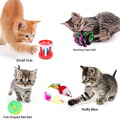 Juego De Juguetes para Gatos De 13 Piezas, Ratón Hamaca para Gatos, Varios Juguetes Interesantes para Gatos, Juego De Suministros para Gatos No Tóxicos, Suministros para Mascotas
