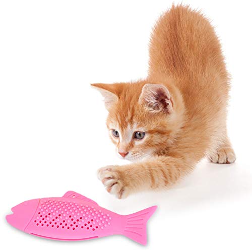 Juguete Catnip para gatos, juguete para gatos con forma de pez de silicona para gatos con aguja Catnip Interacción entre humanos y gatos Juguete para gatos Herramienta para limpiar los dientes