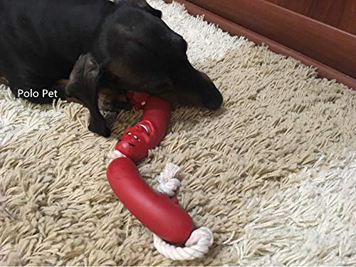 Juguete De Felpa Rojo Salchicha Perro De Mascota Molar Bite Juguete Lindo Sonriente De La Cara De Goma Chew Algodón Cuerda Juguete para Perro Mascota Cachorro Suministros