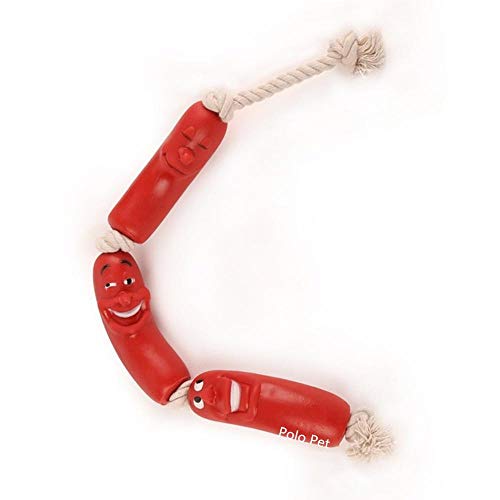Juguete De Felpa Rojo Salchicha Perro De Mascota Molar Bite Juguete Lindo Sonriente De La Cara De Goma Chew Algodón Cuerda Juguete para Perro Mascota Cachorro Suministros
