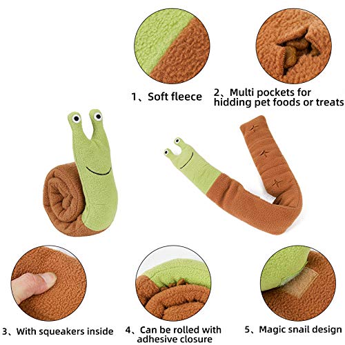 Juguete de peluche para mascotas con forma de caracol divertido y resistente dispensación de Sniffling para animales pequeños de entrenamiento de masticar juguetes
