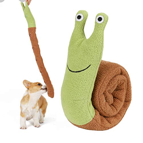 Juguete de peluche para mascotas con forma de caracol divertido y resistente dispensación de Sniffling para animales pequeños de entrenamiento de masticar juguetes