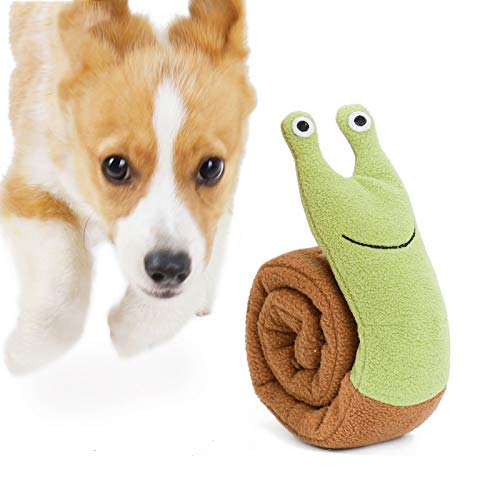Juguete de peluche para mascotas con forma de caracol divertido y resistente dispensación de Sniffling para animales pequeños de entrenamiento de masticar juguetes