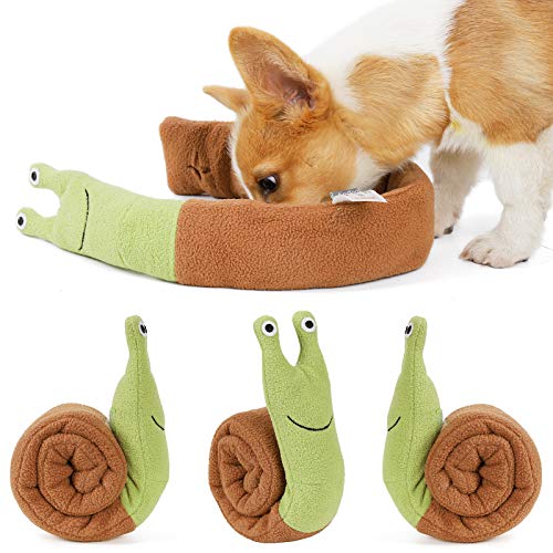 Juguete de peluche para mascotas con forma de caracol divertido y resistente dispensación de Sniffling para animales pequeños de entrenamiento de masticar juguetes