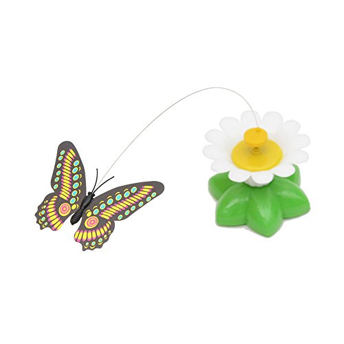 Juguete giratorio eléctrico de mariposas interactivas para gato con mariposas al azar, juguete de persecución para gatos y gatitos