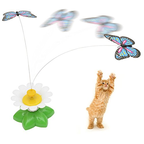 Juguete giratorio eléctrico de mariposas interactivas para gato con mariposas al azar, juguete de persecución para gatos y gatitos