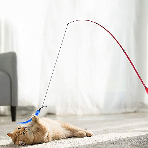 Juguete interactivo para gatos con plumas para gatos.