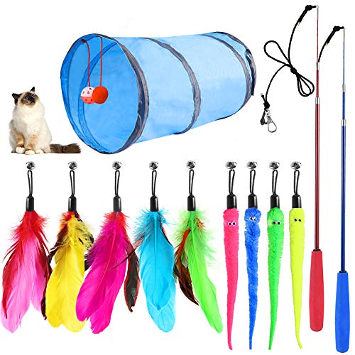 Juguete interactivo para gatos con plumas para gatos.