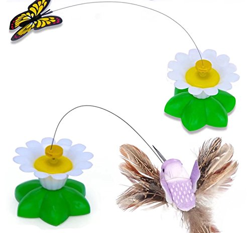 Juguete para gatos marca Bescita, eléctrico, con mariposas giratorias, divertido e interactivo, Butterfly-2pcs