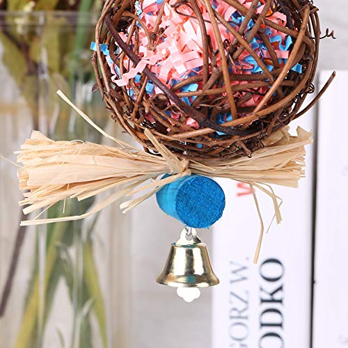 Juguete para triturar loros, bolas de ratán natural, juguetes para pájaros, tiras de papel, juguete para masticar pájaros, juguete para colgar loros, periquitos, cacatúas
