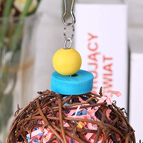 Juguete para triturar loros, bolas de ratán natural, juguetes para pájaros, tiras de papel, juguete para masticar pájaros, juguete para colgar loros, periquitos, cacatúas