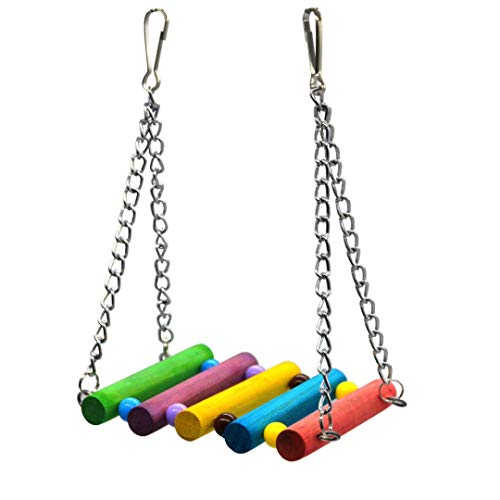 Juguetes de Loro Pájaro, Camiter 7pcs Juguetes para Pájaros Juguete Colgante para Mascotas con Campanas,Columpios,Juguete de Masticación para Pequeños y Medianos Loros de Aves, Periquitos, Pinzones