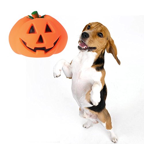 Juguetes para perros con diseño de calabaza, juguetes para masticar para cachorros, juguete de sonido divertido para Halloween
