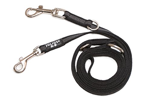 Julius-K9 216GM-DP Color & Gray Correa de Perro del Estupendo-Apretón, 20 mm x 2.2 m, Ajustable, Negro y Gris