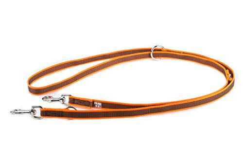 Julius-K9 216GM-OR-DP Color & Gray Correa de Perro del Estupendo-Apretón, 20 mm x 2.2 m, Ajustable, Naranja y Gris