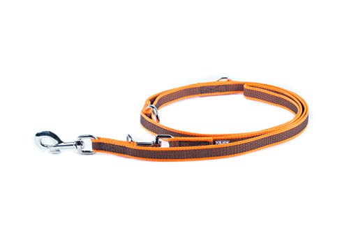 Julius-K9 216GM-OR-DP Color & Gray Correa de Perro del Estupendo-Apretón, 20 mm x 2.2 m, Ajustable, Naranja y Gris
